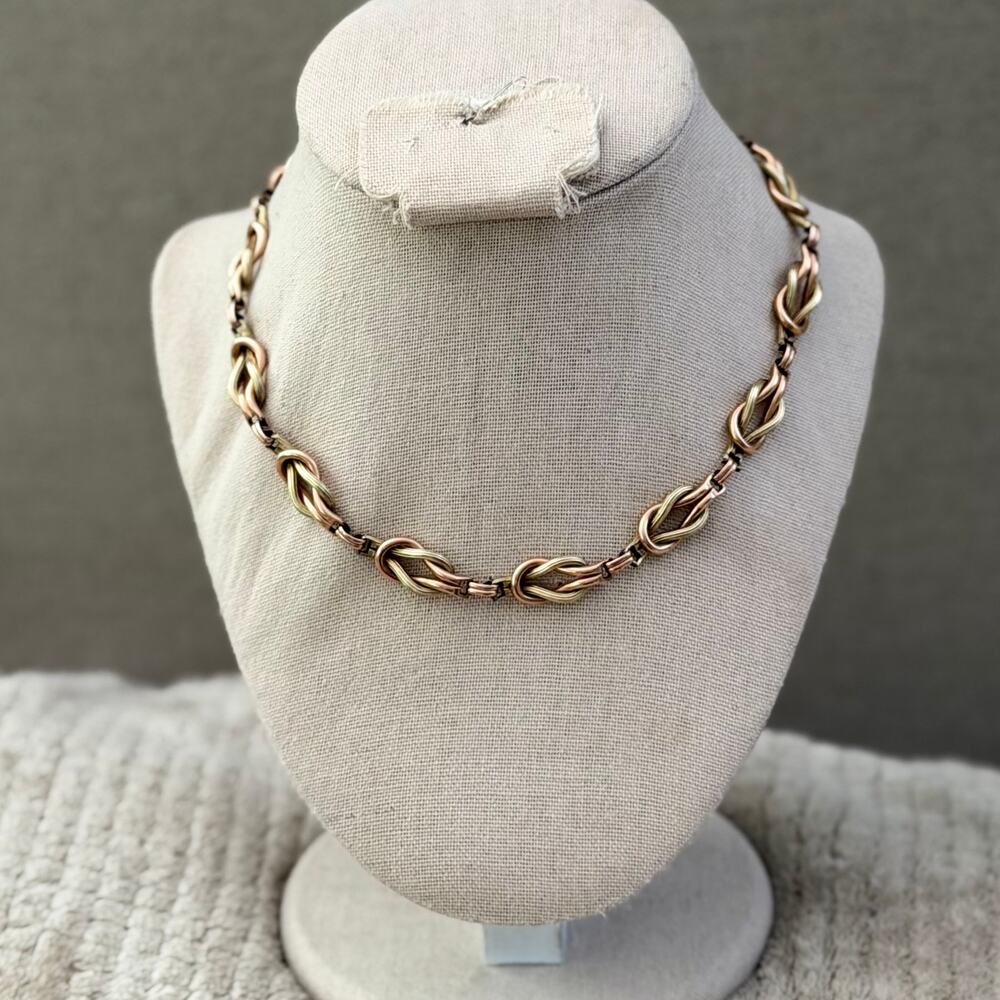 Vintage Rolled Gold Two Tone Necklace